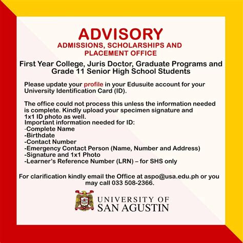 ADVISORY ON ADMISSION FOR .